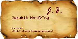 Jakubik Hetény névjegykártya